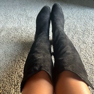 Over the Knee Black Pearl Boots